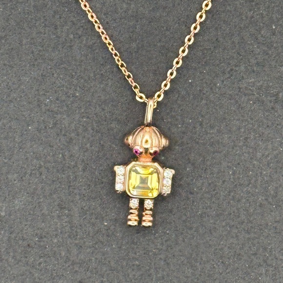 Rose Gold (S925) Robot Pendant Necklace with Citrine and Rose Gold Chain - Picture 12 of 12